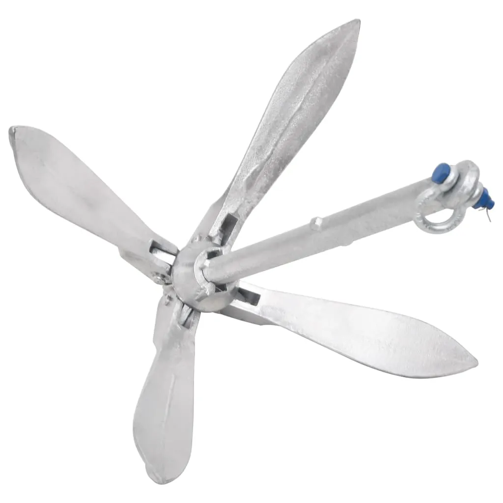 vidaXL Folding Anchor Silver 10 kg Malleable Iron