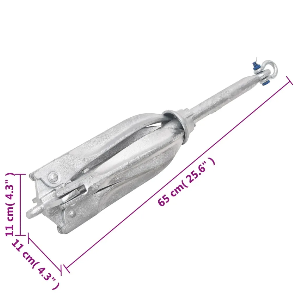vidaXL Folding Anchor Silver 10 kg Malleable Iron