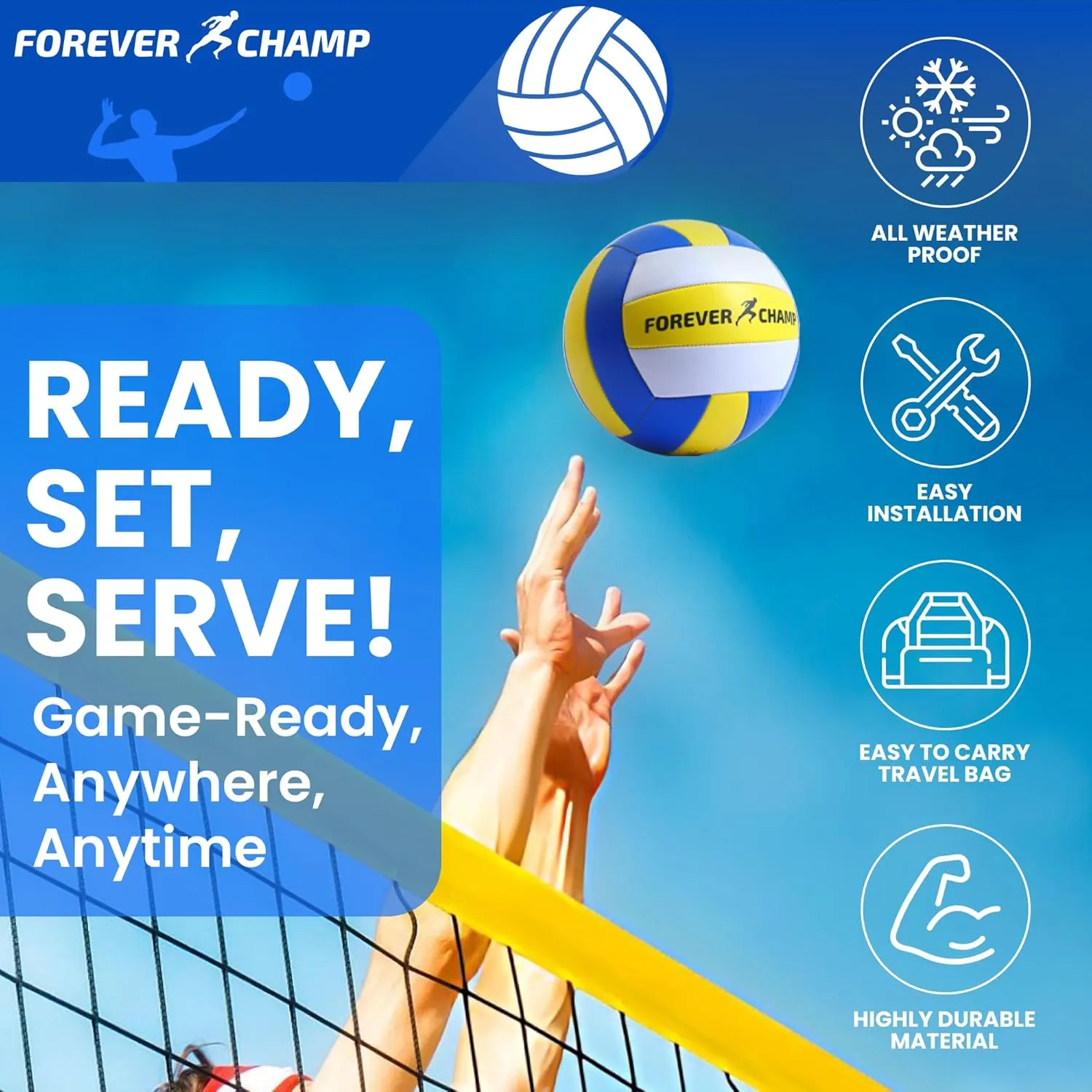 Volleyball Net Outdoor - Includes 32x3 Feet Regulation Size Net - Volleyball Net for Backyard, Beach, or Pool