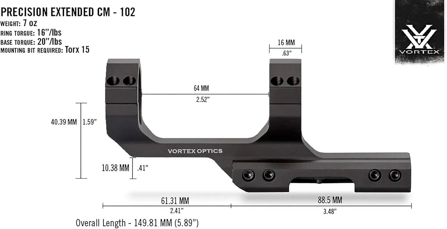 Vortex Optics Sport Cantilever Riflescope Mounts - Picatinny Compatible, Multiple Size & Offset Options - Unlimited, Unconditional Warranty