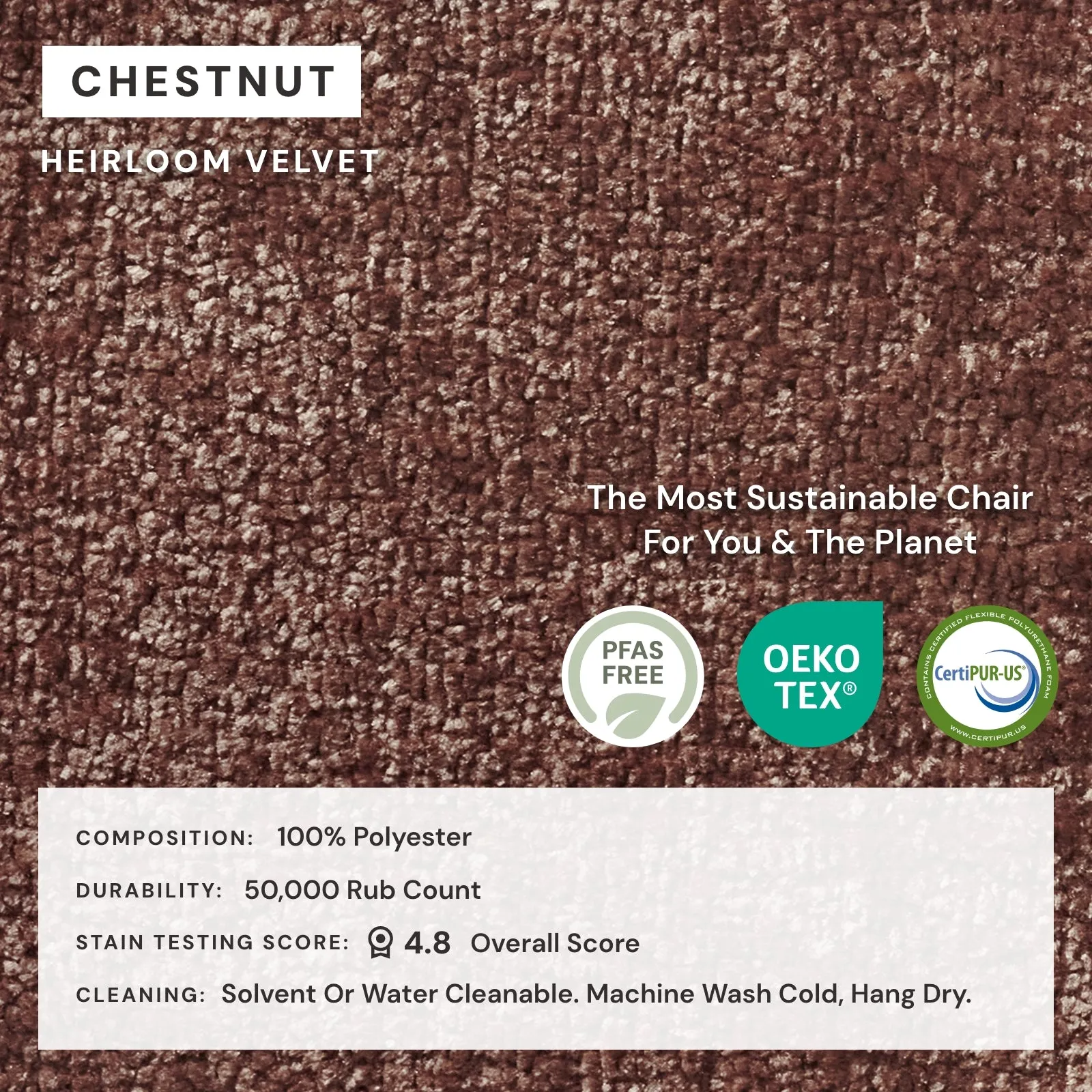 Washable Upholstered Dining Chair | 15” Back Height in Chestnut