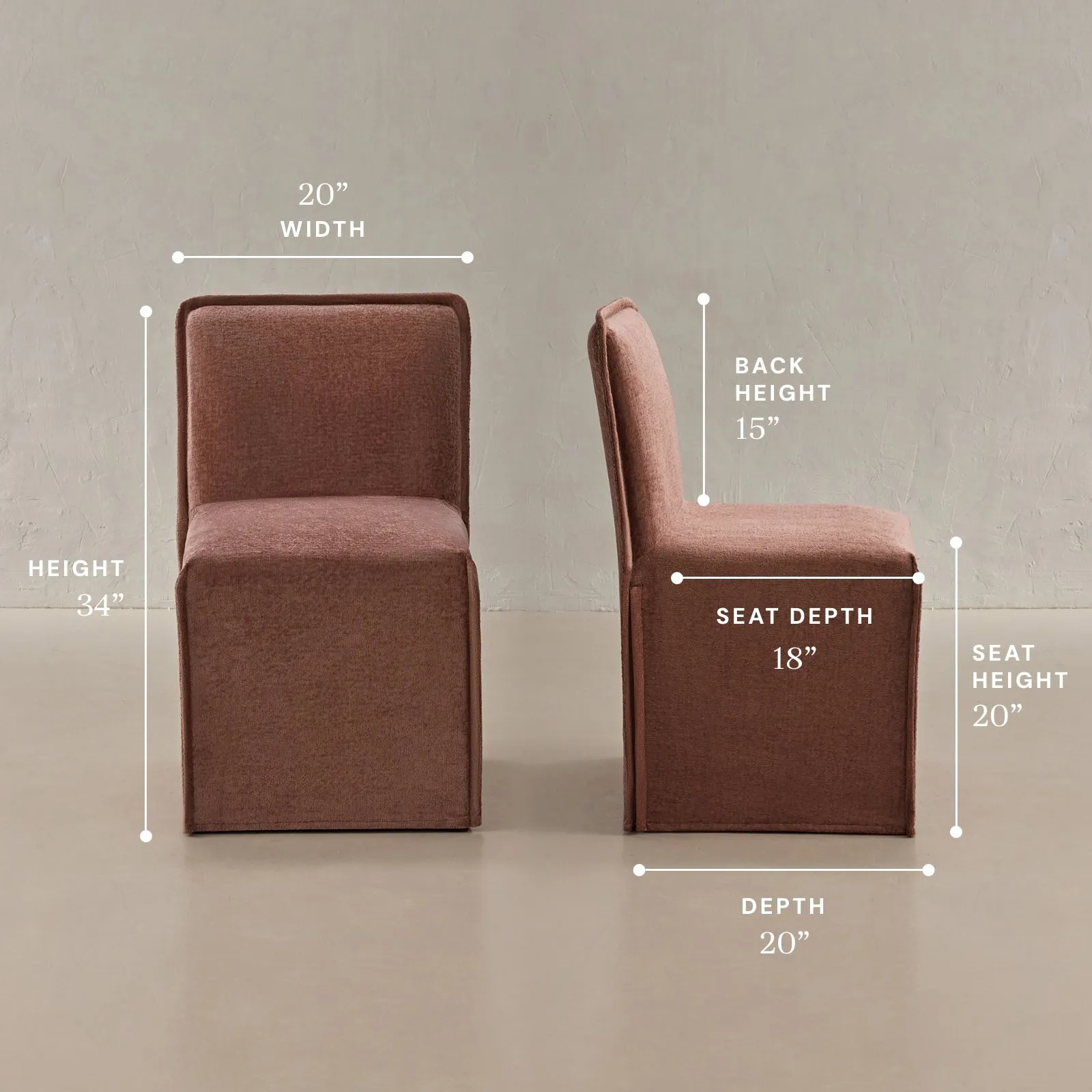 Washable Upholstered Dining Chair | 15” Back Height in Chestnut