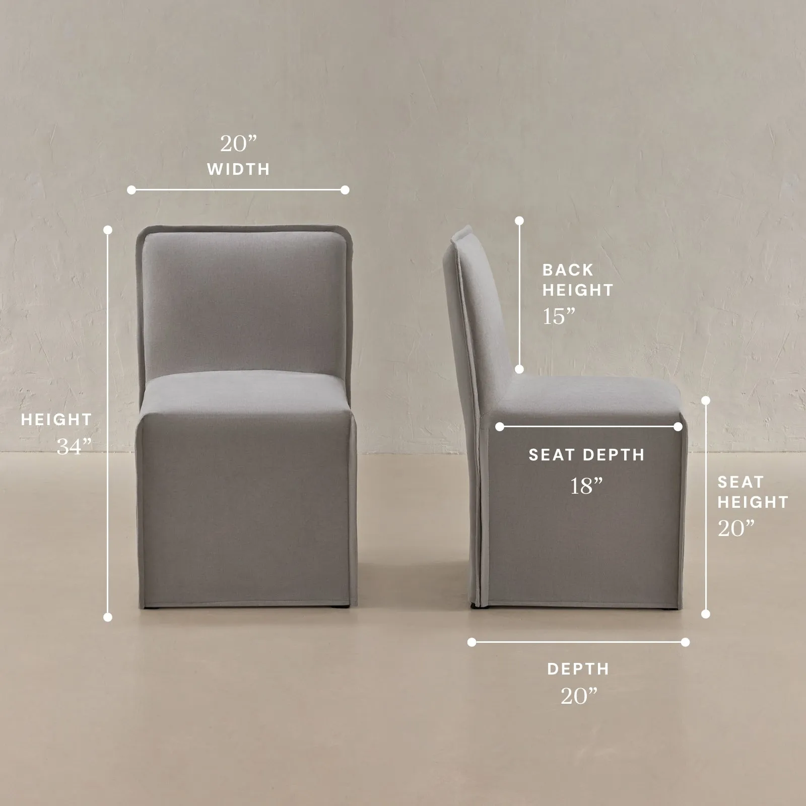 Washable Upholstered Dining Chair | 15" Back Height in Pumice