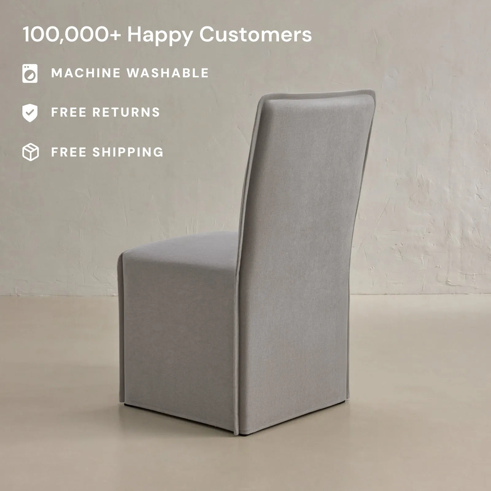 Washable Upholstered Dining Chair | 19” Back Height in Pumice