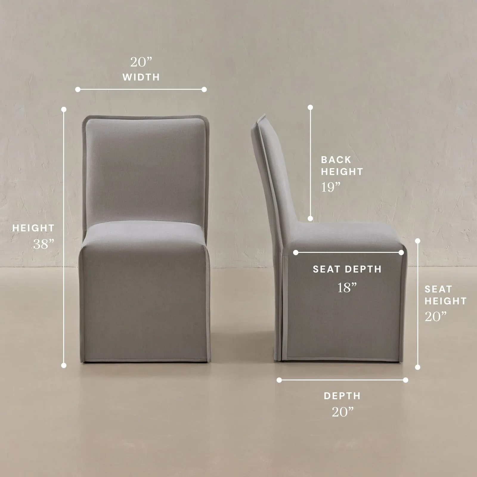 Washable Upholstered Dining Chair | 19” Back Height in Pumice