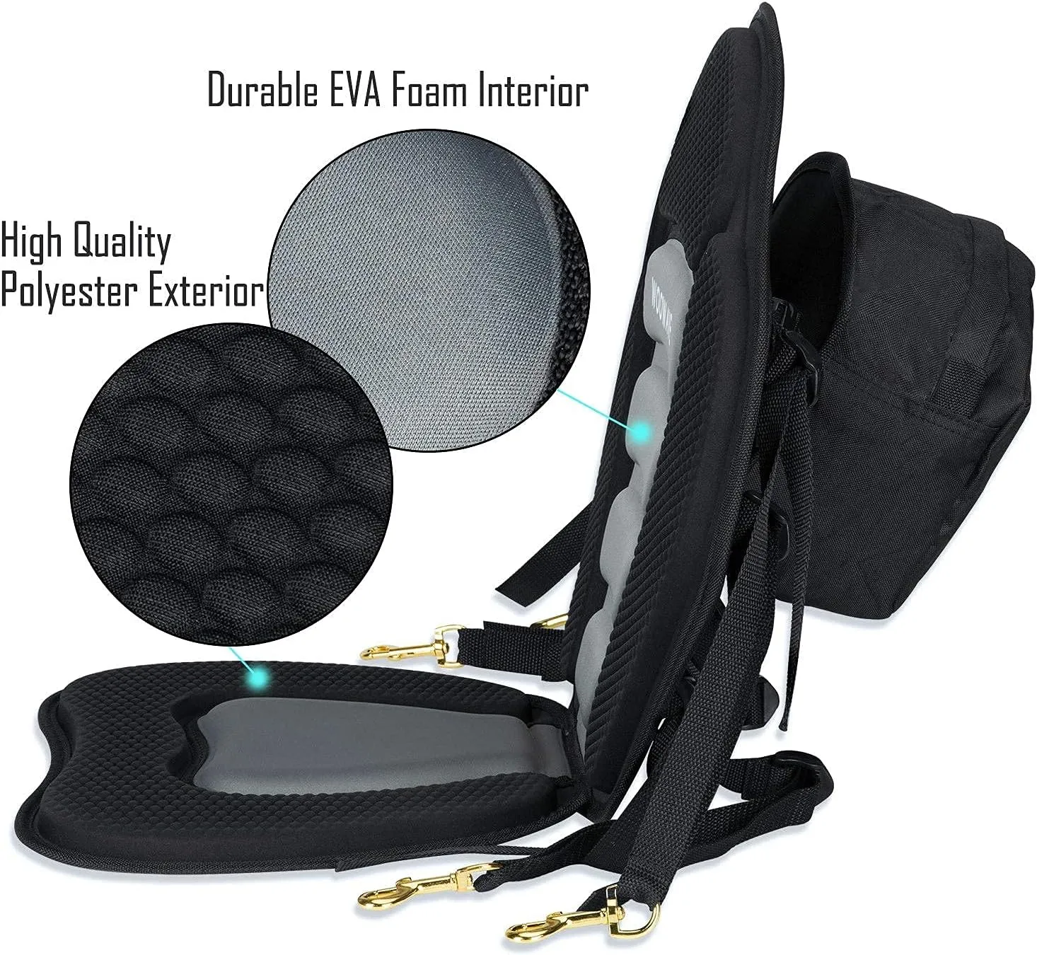 WOOWAVE Kayak Seat Padded Deluxe Paddleboard Seat Adjustable Boat Seat Cushioned Fishing Seat High Back Comfortable Backrest Support for Universal Sit