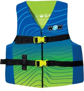 WOW Sports VIS-Wave Nylon Kids Life Jacket for Swimming Pools, Fishing, Lakes, & Oceans, Personal Flotation Device (PFD)