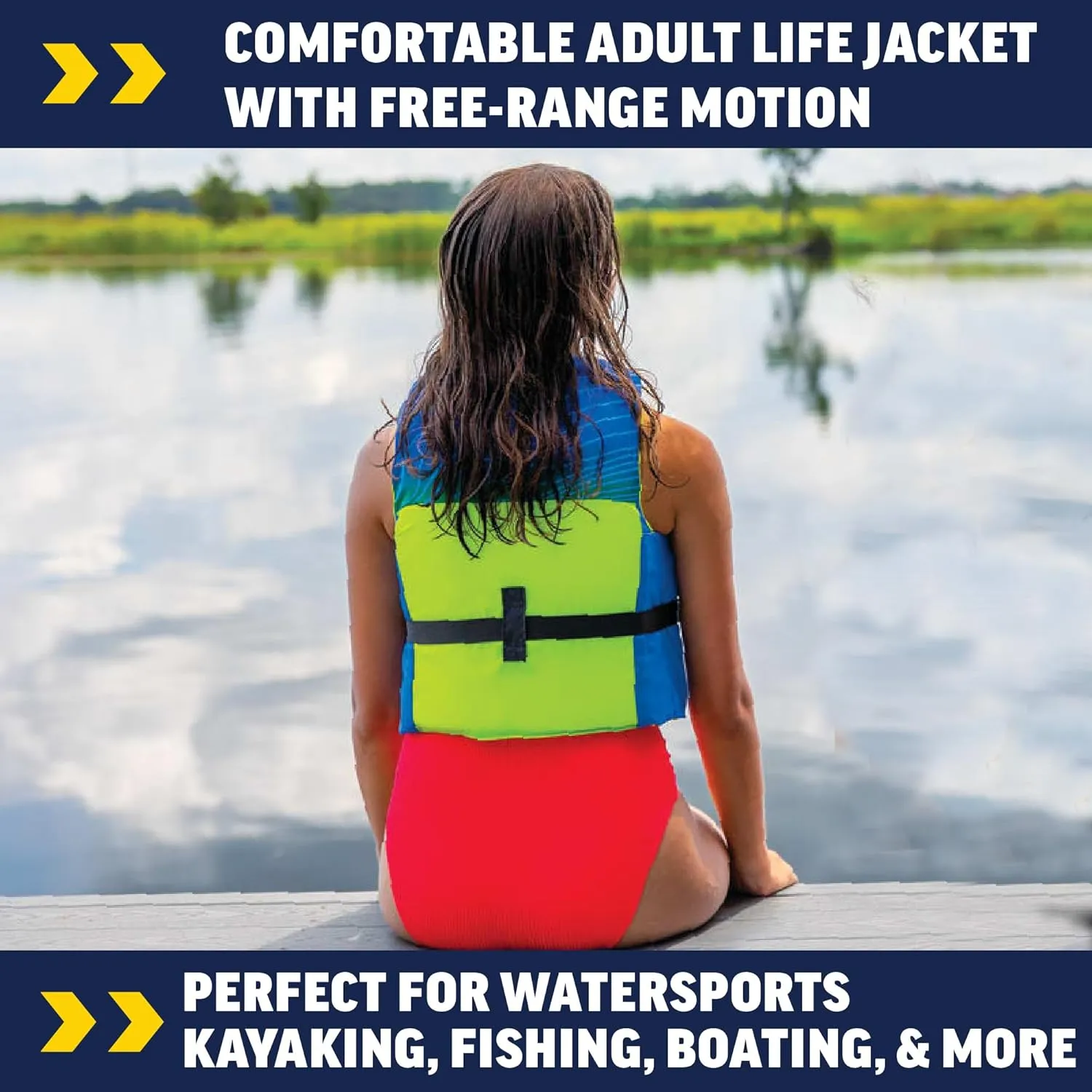 WOW Sports VIS-Wave Nylon Kids Life Jacket for Swimming Pools, Fishing, Lakes, & Oceans, Personal Flotation Device (PFD)