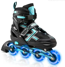 Xino Sports Kids Inline Skates for Girls & Boys - Adjustable Skates with LED Illuminating Light Up Wheels - Youth Skates for Indoors & Outdoors