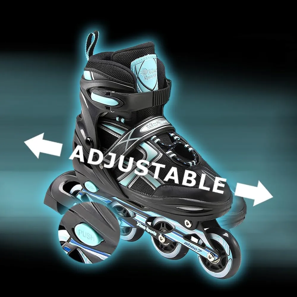 Xino Sports Kids Inline Skates for Girls & Boys - Adjustable Skates with LED Illuminating Light Up Wheels - Youth Skates for Indoors & Outdoors