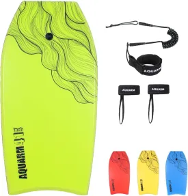 XPE Bodyboard 33-inch/36-inch/41-inch Bodyboarding with Premium Wrist Leash and Fin Tethers, Super Lightweight & Slick Bottom Perfect Surfing for Kids Teens and Adults