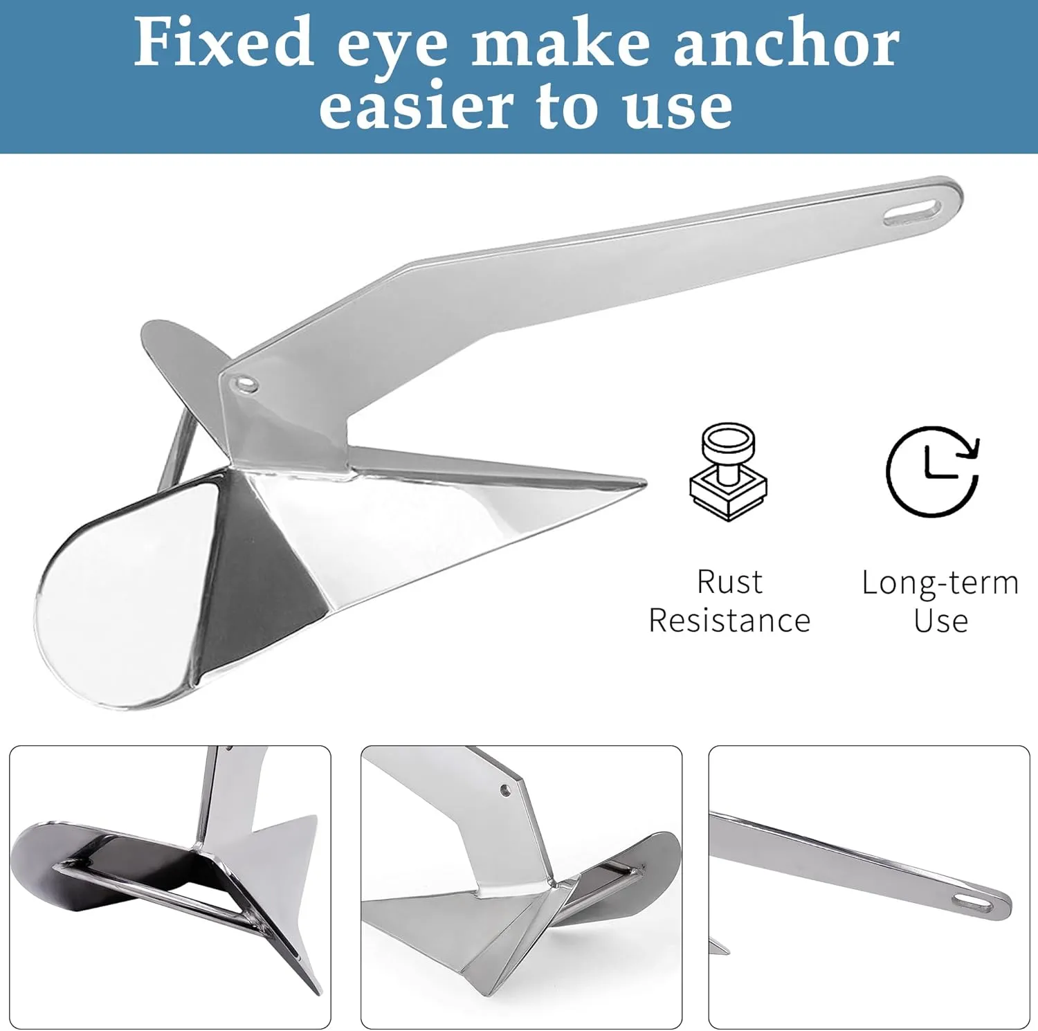 YANYUCB Delta Anchor,316 Stainless Steel Boat Anchor(6.6lb /11lb / 13lb / 16lb /17lb / 22lb / 33lb)
