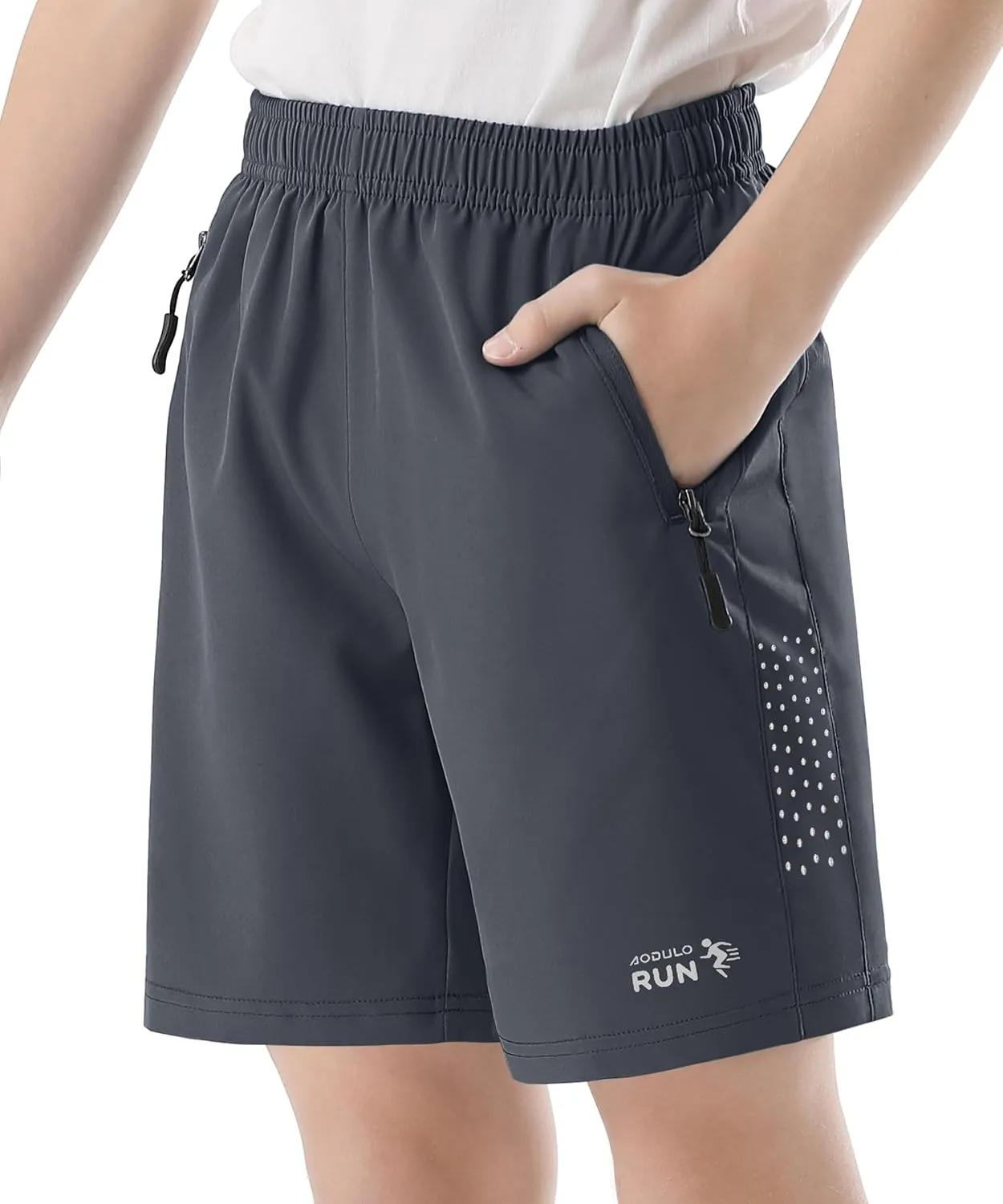 Youth Kids Athletic Shorts Quick Dry Lightweight Beathable Comfy Zipper Running Soccer Size 5-16 Outdoor Active Gym Workout