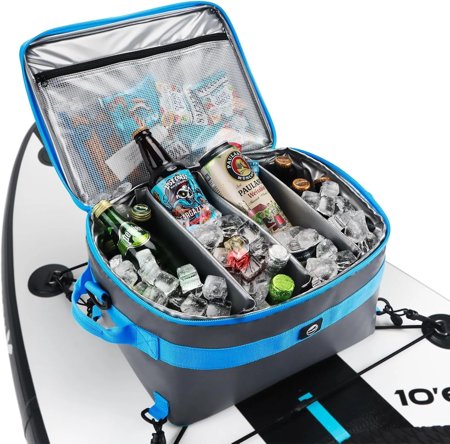 YVLEEN Waterproof Paddle Board Cooler, SUP Cooler Durable PVC Material Paddle Board Deck Bag with Mesh Top Pocket, Adjustable Straps, Super Capacity for Stand-Up Paddleboard and Kayak Accessories
