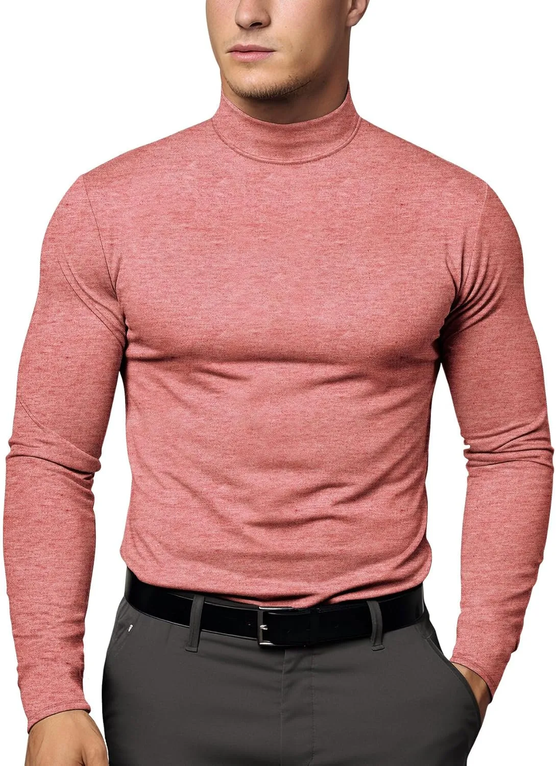 Zengjo Mock Turtleneck Thermal Undershirt Mens Long Sleeve Baselayer Shirts