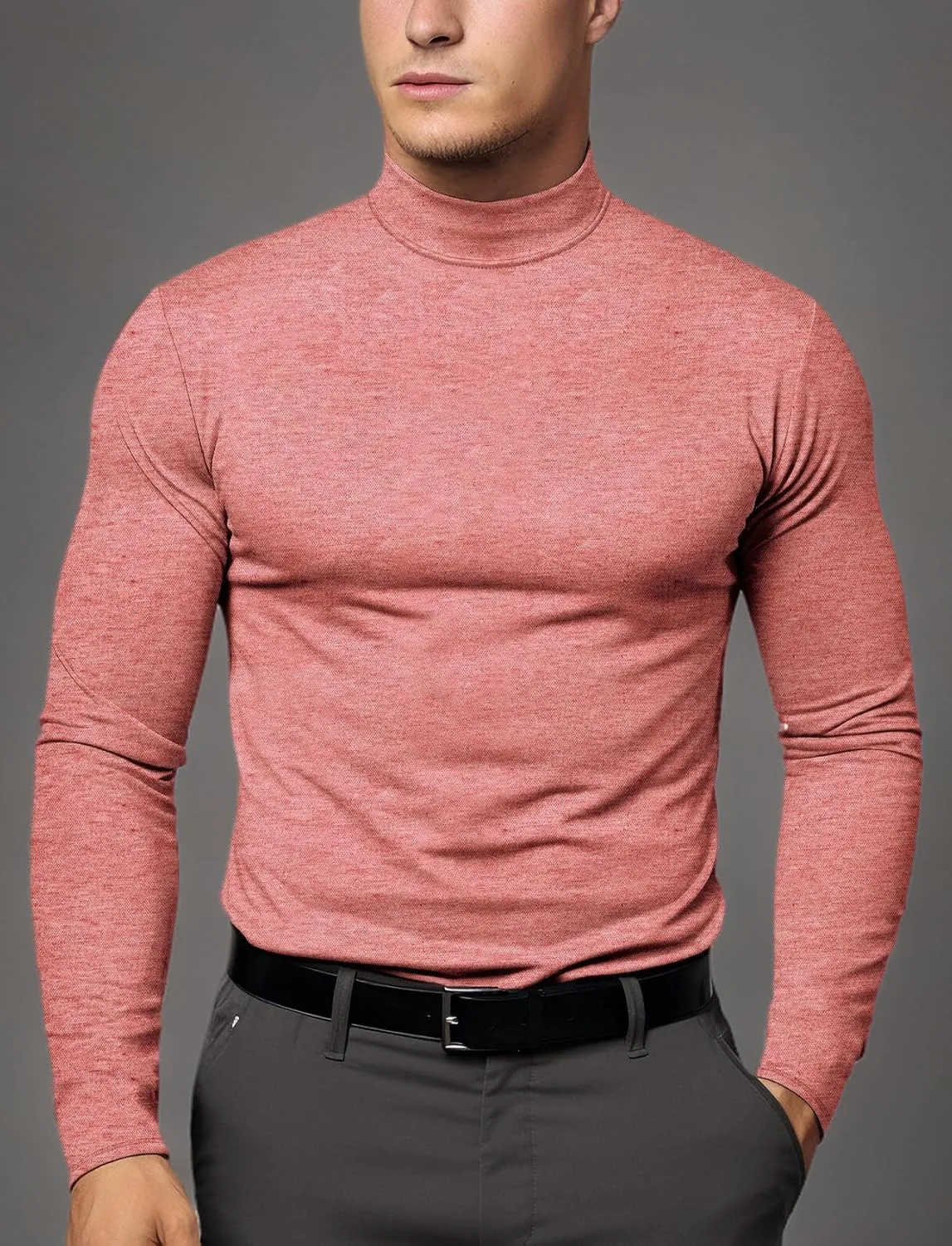Zengjo Mock Turtleneck Thermal Undershirt Mens Long Sleeve Baselayer Shirts
