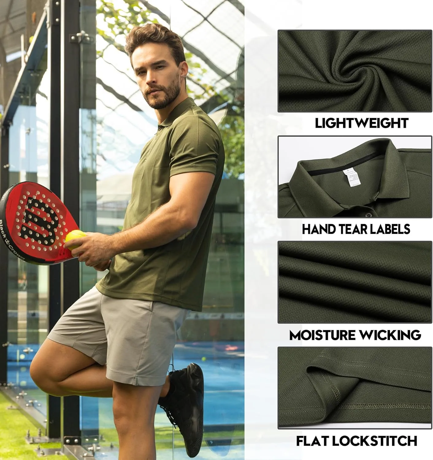 ZENGVEE Mens Polo Shirts Moisture Wicking Short Sleeve Performance Quick Dry Athletic Golf Shirts