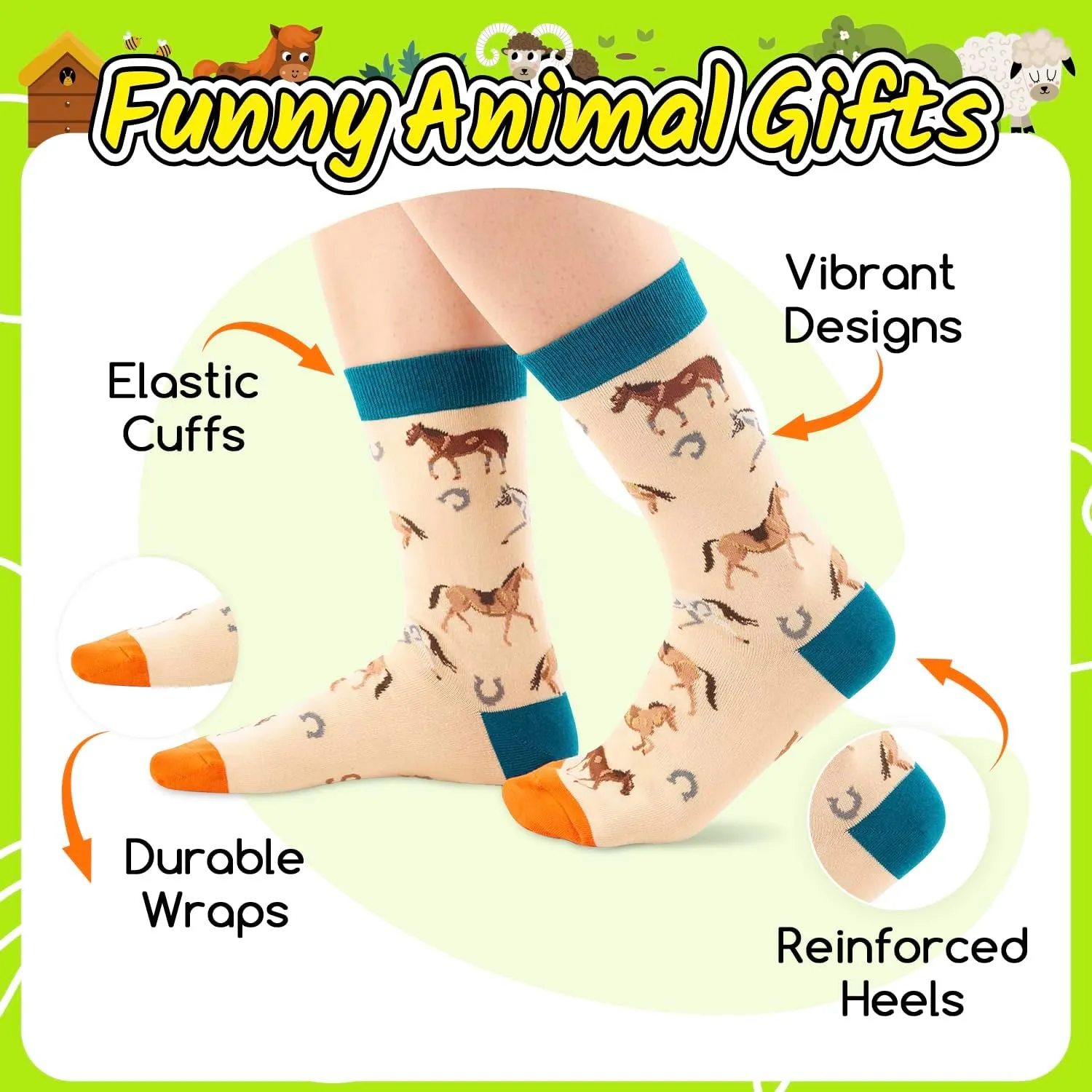 Zmart Silly Goat Socks For Women - Funny Horse Pig Gifts for Men