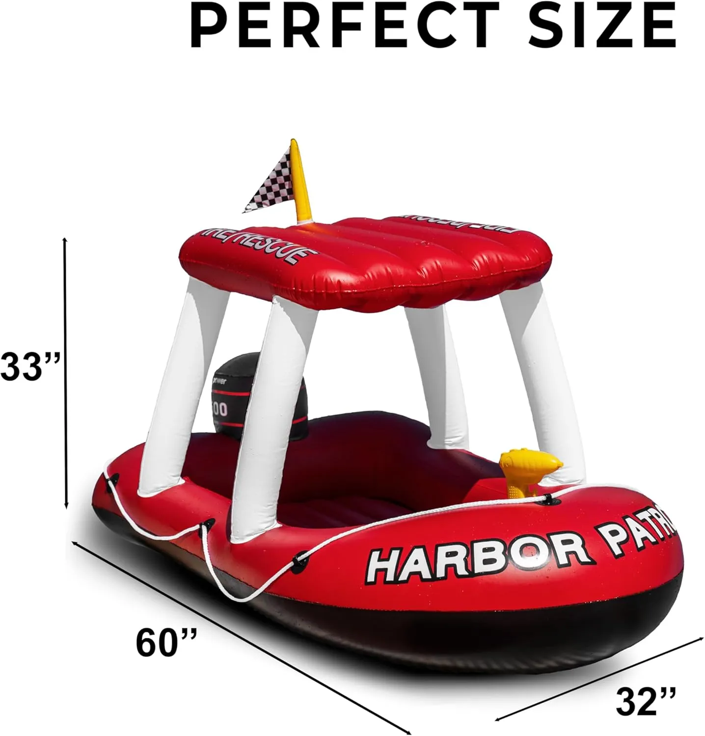 Zone Tech Inflatable Patrol Boat Pool Float and Harbor Master Boat Pool Float Ride On Fun Water Toy Squirter
