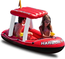 Zone Tech Inflatable Patrol Boat Pool Float and Harbor Master Boat Pool Float Ride On Fun Water Toy Squirter