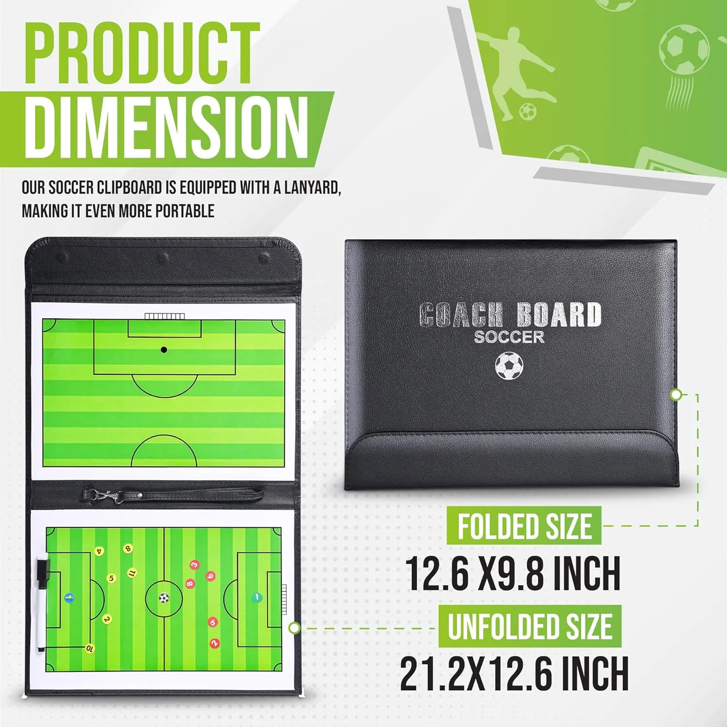 ZPU Dry Erase Coaching Board, Magnetic Coaches Clipboards, Portable Foldable Tactics Board with Dry Erase Marker Pen and Magnets  Basketball, Football, Soccer, Hockey