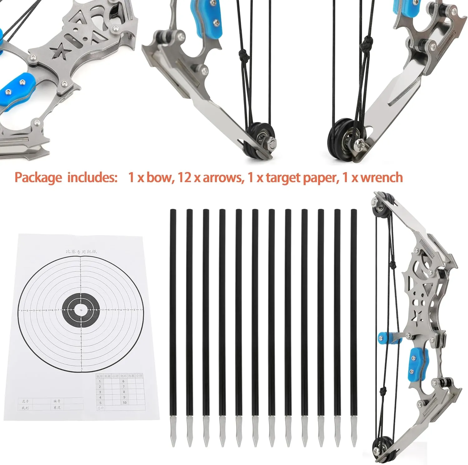 ZSHJGJR 6"/7.4"/7.9"/8.6"/8.8"/9.5"/11"/16" Archery Compound Bow and Arrow Set Training Bow RH/LH for Outdoor Sports Hunting Shooting Cool Stuff Archery Entertainment Fun Gift